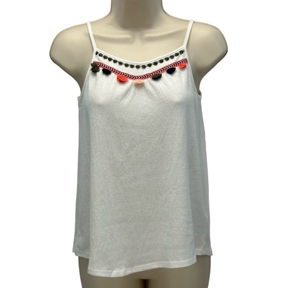 Epic Threads Sleeveless Tassel Detail Spaghetti Strap Tank Top - Ivory - Picture 1 of 7